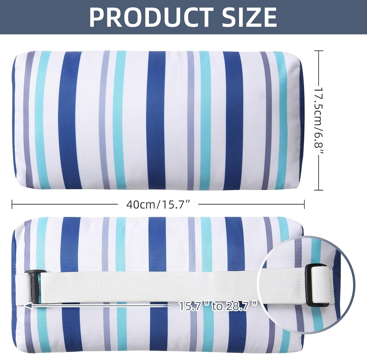 Headrest Pillow for Patio Chaise Lounge Chair, 4 Pack Outdoor Chaise Pillows with Adjustable Elastic Stripe Head Resting Pillows for Recliner Office Chair, Dark Gray