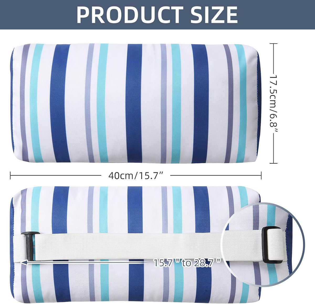 Headrest Pillow for Patio Chaise Lounge Chair, 4 Pack Outdoor Chaise Pillows with Adjustable Elastic Stripe Head Resting Pillows for Recliner Office Chair, Dark Gray