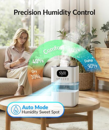 AreShark Humidifier Large Room, 2.2 Gal/8.5L Cool Warm Mist Air Humidifiers for Bedroom, 65H Runtime, Humidity Setting, Easy to Clean, Top Fill, 30dB Quiet, 550ft² Coverage, for Plants, Adults, Kids