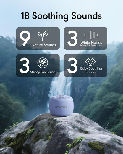 FLOWTUNE Sound Machine White Noise Machine for Baby Adults, 18 Non-looping Sounds, Timer, Memory Function, Portable Sleep Sound Therapy Gift (White)