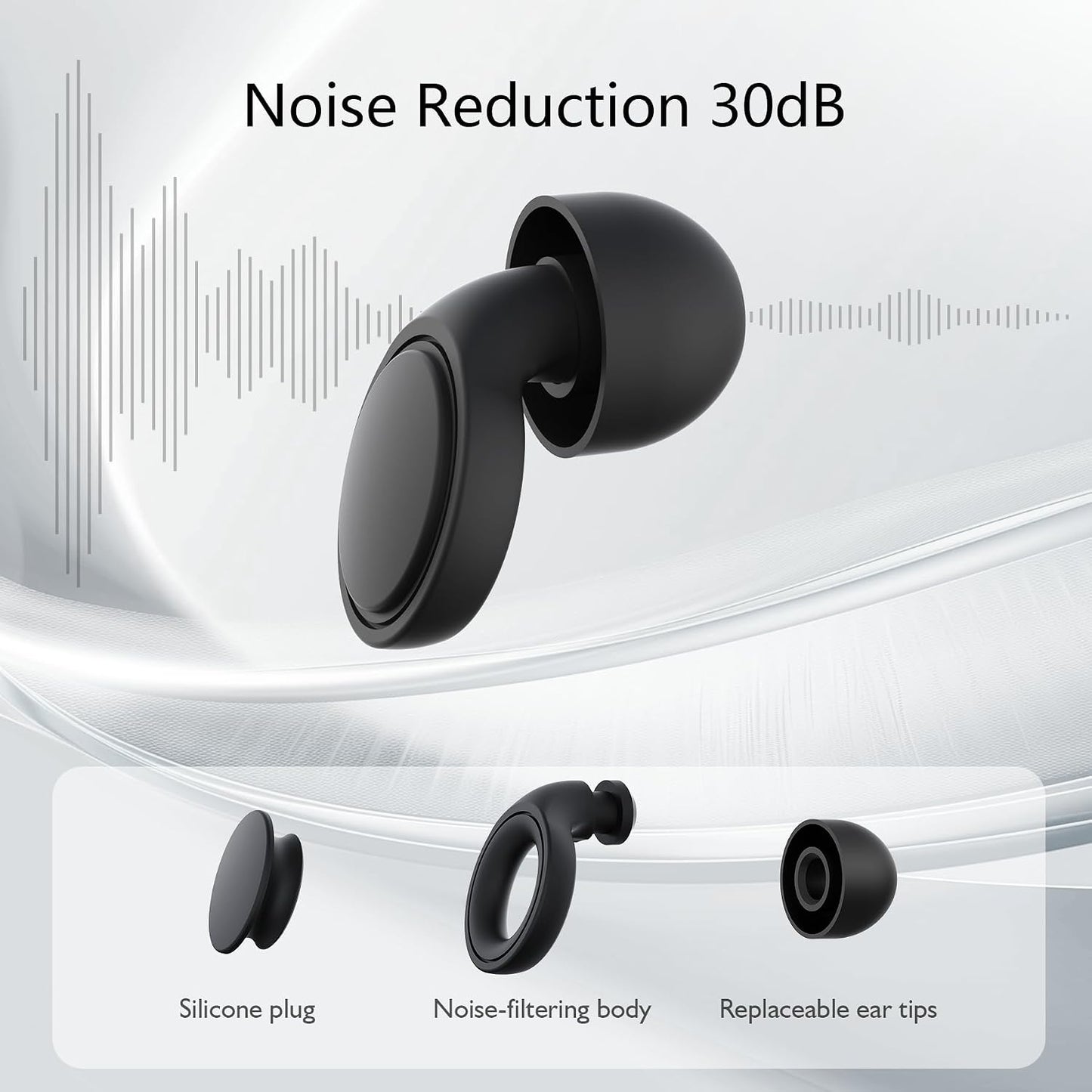 Jayine 2 Pairs Ear Plugs for Sleeping, Soft Full Silicone Ear Plugs for Noise Reduction 25dB, Reusable Hearing Protection Earplugs for Concert, Focus, Noise Sensitivity, 8 Ear Tips in S/M/L - Purple