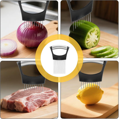 2 Pcs Onion Slicer,Onion Holder For Slicing,Chopper,Tomato Slicer,Cutter Slicer,Stainless Steel Tomato Vegetable Cutter For Potato, Avocados, Eggs, Food Assistant.