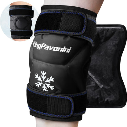 KingPavonini XXL Knee Ice Pack Wrap Around Entire Knee After Surgery, Large Reusable Gel Ice Pack for Injuries, Pain Relief, Swelling, Sports Injuries, 1 Pack (Blue)