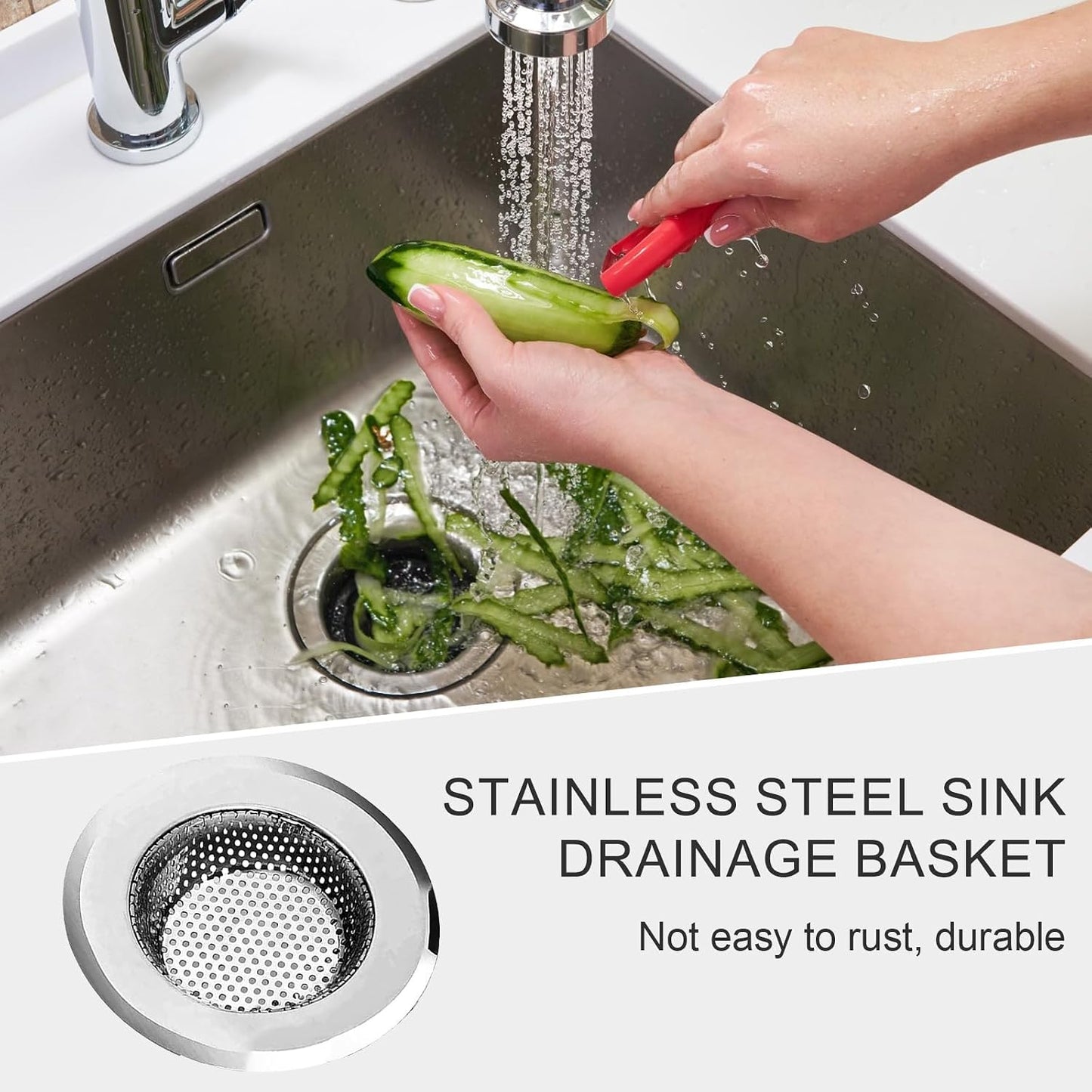 2pcs Heavy Duty Stainless Steel Slop Basket Filter Trap, 2.75" Top / 1" Mesh Metal Sink Strainer Shower Drain Hair Catcher for Kitchen Bathroom Bathtub Wash Basin Floor Balcony Drain Hole, Utility
