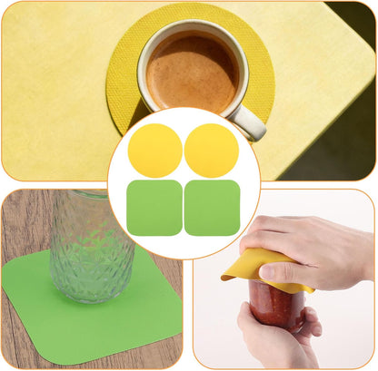 LUTER 4pcs Jar Opener Gripper Pad for Seniors with Weak Hands, Rubber | Multi-function Silicone Bottle Opener Lid Cap Rubber Gripper Pads Kitchen Coasters Gadgets, Light Blue, Green