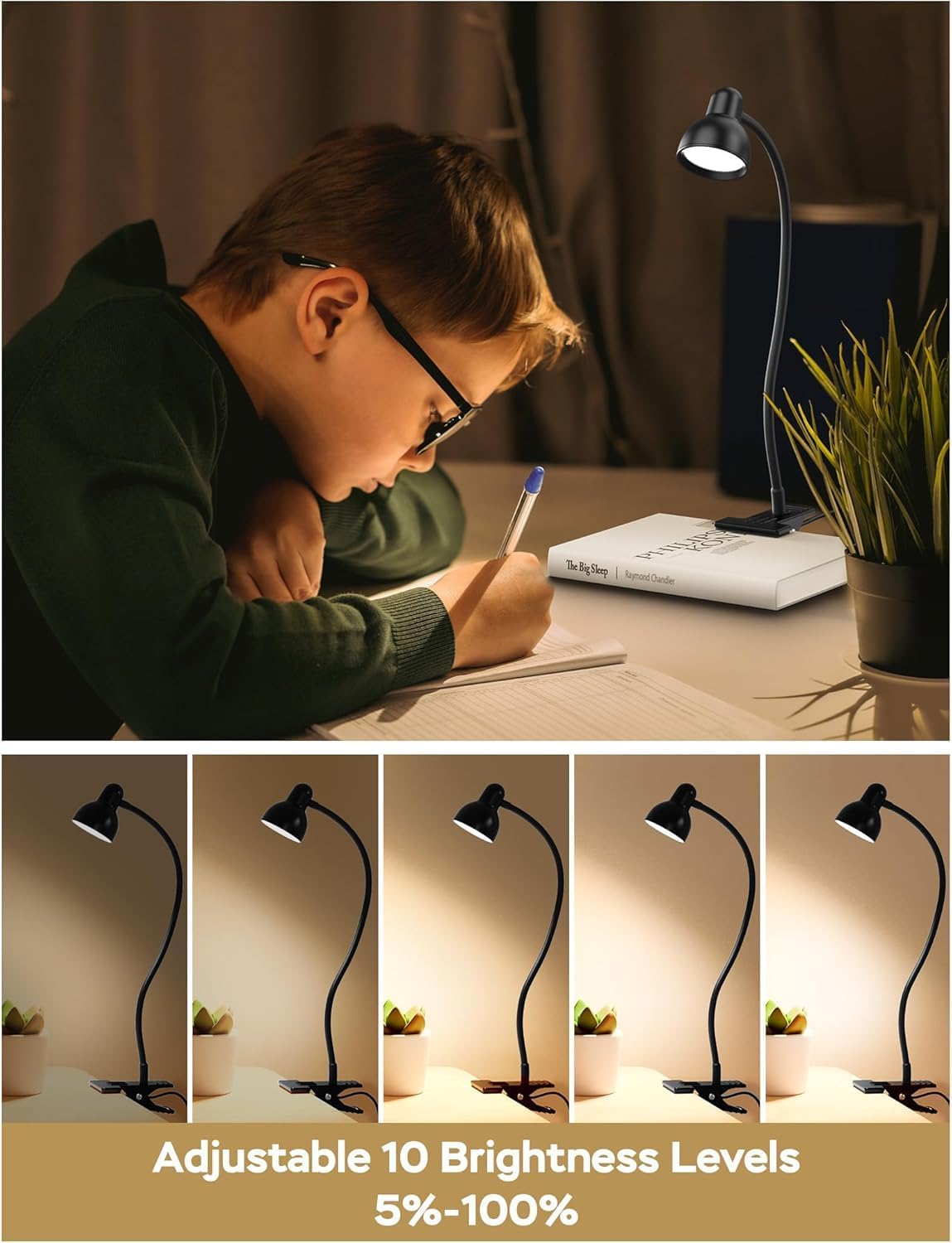 Clip on Reading Light for Bed 3 Color Modes Teal
