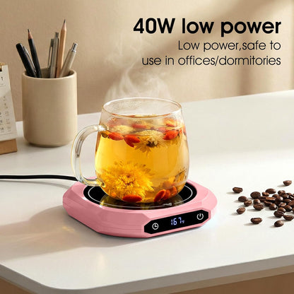 Coffee Mug Warmer with Timer for Desk, Auto Shut Off, Pink | 40W Fast Warmer & 3 Temp; Smart 1-12H Timer & Auto Shut-Off; Compact Pink Hot Plate for Desk; Ideal Gift for Mom & Wife