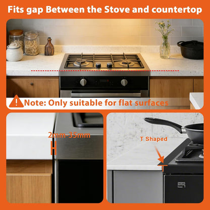 “T” design Stove Gap Covers 2 Pack, Adjustable 13.8” to 27.5”Stove Gap Filler Stainless Steel, Heat Resistant Range Trim Kit, Oven Side Gap Filler，Easy to Clean and Maintain