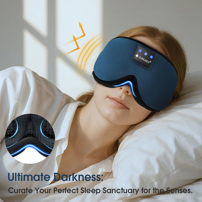 ZUMUSEN Bluetooth Sleep Headphones Mask with 3D Stereo Speakers | Wireless Ultra-Thin Music Eye Cover for Side Sleepers, Adjustable Strap for Travel, Meditation, Yoga, Naps, and Relaxation
