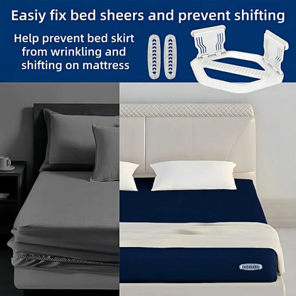 4Pcs Bed Sheet Straps – No-Slip Adjustable Clips for Mattress, Keeps Sheets Tight (White)