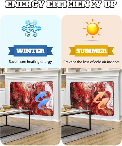 Magnetic Fireplace Cover Sage Green Marble Fireplace Screen Decorative Abstract Fluid Art Insulation Fireplaces Blocker Blanket Save Energy Fireplaces Draft Stopper Covers for Living Room 36x30 Inch
