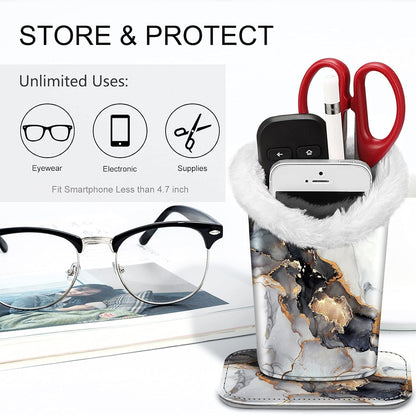 FINTIE Plush Lined Eyeglasses Holder, Glasses Stand Case For Nightstand | Soft Plush Lining, Bedside Eyeglasses Holder, Office Desktop Organizer, Small Item Storage, Anti-Scratch - Colors B