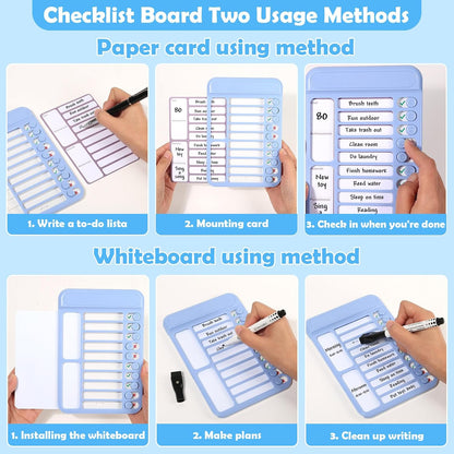 Dry Erase Chore Chart for Kids to Do List Magnetic Checklist Board Reusable RV Daily Routine Schedule Planning Boards with Blank Checklist Cardstock for Habit Tracker or Daily and Weekly Planner