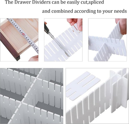 8PCS Adjustable Drawer Dividers Plastic Organizer Separator for Socks Underwear Lingerie Clothes Kitchen Bedroom Bathroom Office (Pink)