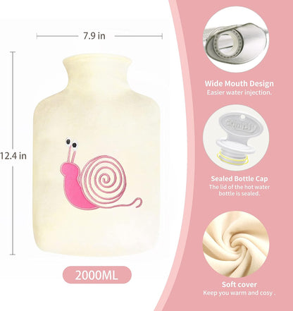 samply 2L Hot Water Bottle with Knitted Cover, Hot Water Bag, Purple