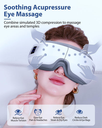 Eye Massager with Heat & Bluetooth Music, Massaging Eye Mask