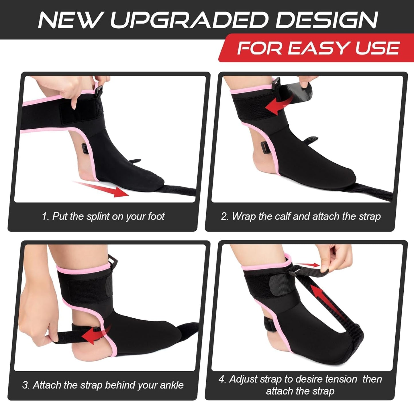 Plantar Fasciitis Night Splint Sock Soft Plantar Fasciitis Brace for Sleeping Achilles Tendonitis Foot Drop Heel Pain - Plantar Fasciitis Relief Night Splint for Women Men Black Small
