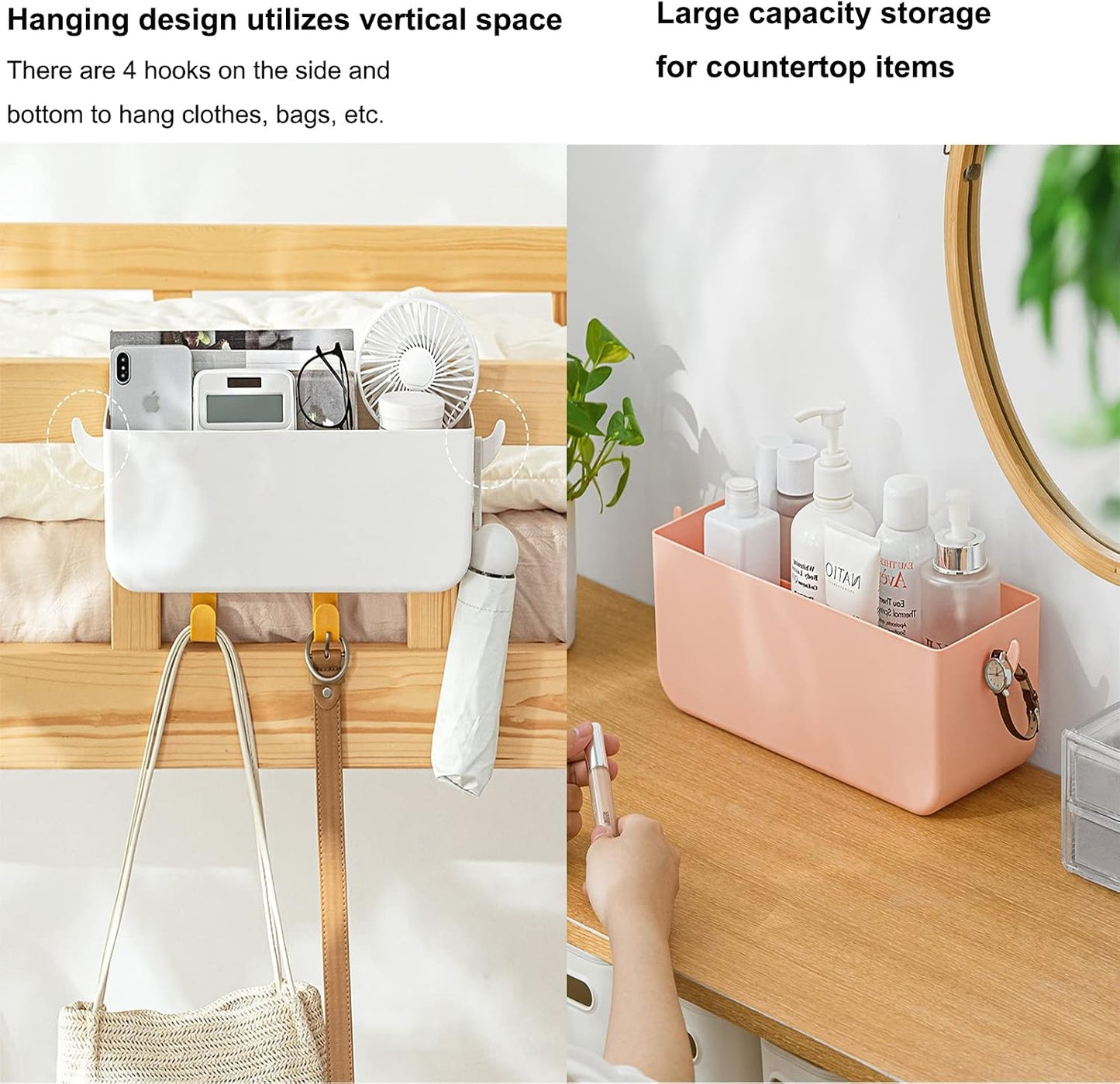 Bedside Organizer Storage Caddy Hanging as Bunk Bed Storage Accessories Handrail Multi Pockets for Dorm Bunk Bed Shelf
