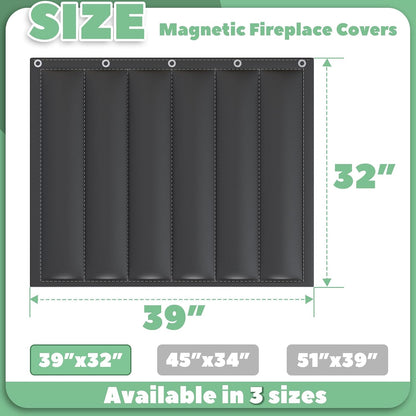 Magnetic Fireplace Covers for Stopping Heat Loss,4-Layers Insulated Fireplace Draft Stopper Blanket,Magnet Fireplace Blanket for Inside Fireplace,Fireplace Draft Blocker,39''W x 32''H(1x0.82m)