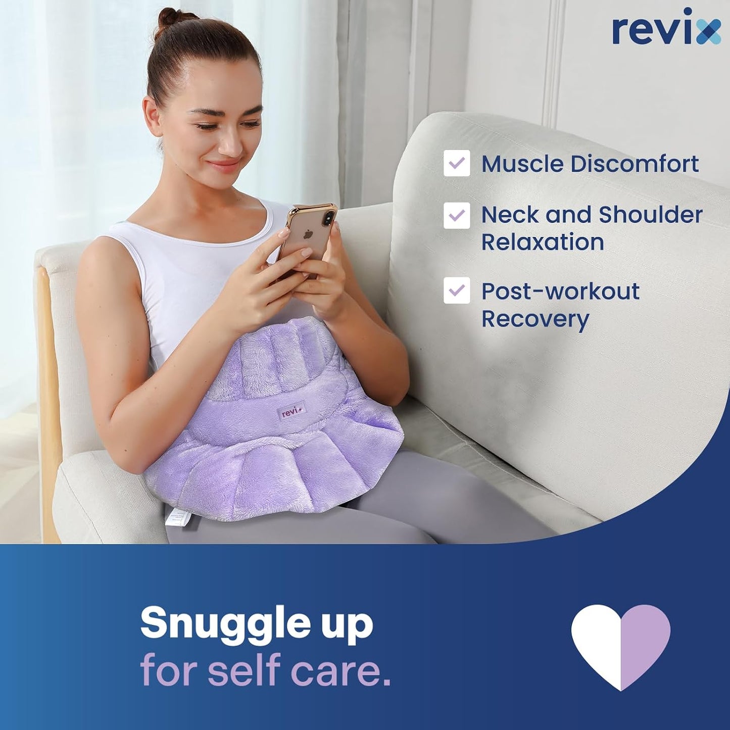 REVIX Microwave Heating Pad for Neck and Shoulders Back, Microwavable Heated Neck Wrap Warmer with Moist Heat, Lavender Aromatherapy Hot and Cold Pack