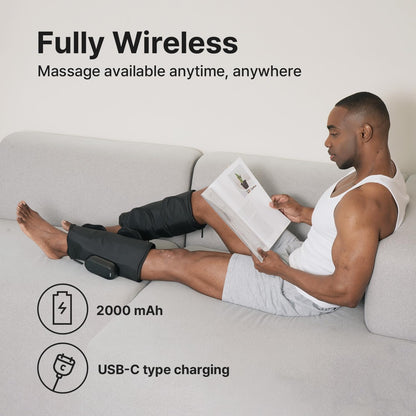 HubiCare Calf and Thigh Massager, Heated Air Compression Leg Massager, Sequential Compression Wrap for Tired Legs, 4 Modes 3 Intensities, Vibtration, Cordless Leg Massager with Extension (Pair)