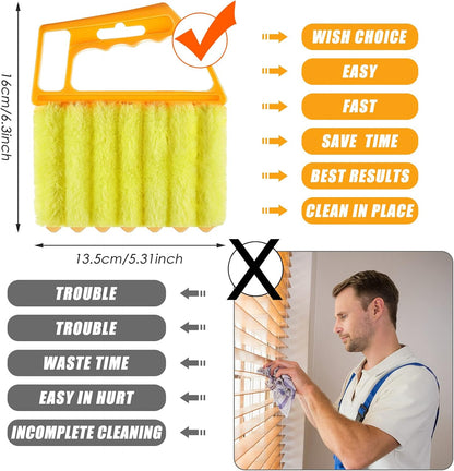 Geiserailie 2 Pcs Window Venetian Blind Cleaner Duster Tool Washable 7 Fingers Dusting Cleaner and Air Vent Shutter Brush Blinds Air Conditioner Fan Duster Dirt Housekeeping Tool (2 Color)