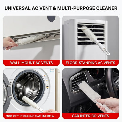 Home Detail Cleaning Kit, Crevice Cleaning Brush, 5-in-1 Detail Duster, Replacement Pads, Microfiber Sleeves and Storage Bag for Window Tracks, Air Vents, Kitchen and Bathroom