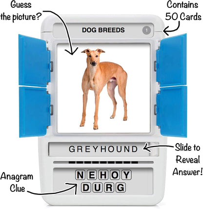 Logos Travel Game - Guess 100 Logos | Flash Cards with Slide Reveal Case | Card Game, Gift, Stocking Stuffer | Hours of Fun for Kids and Adults | Ages 6+