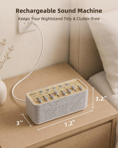 White Noise Sound Machine for Sleep, Gifts for Women | 255+ Natural Sound Combinations, Breathing Night Light with Sleep Timer, Volume Control, Rechargeable Bluetooth Speaker