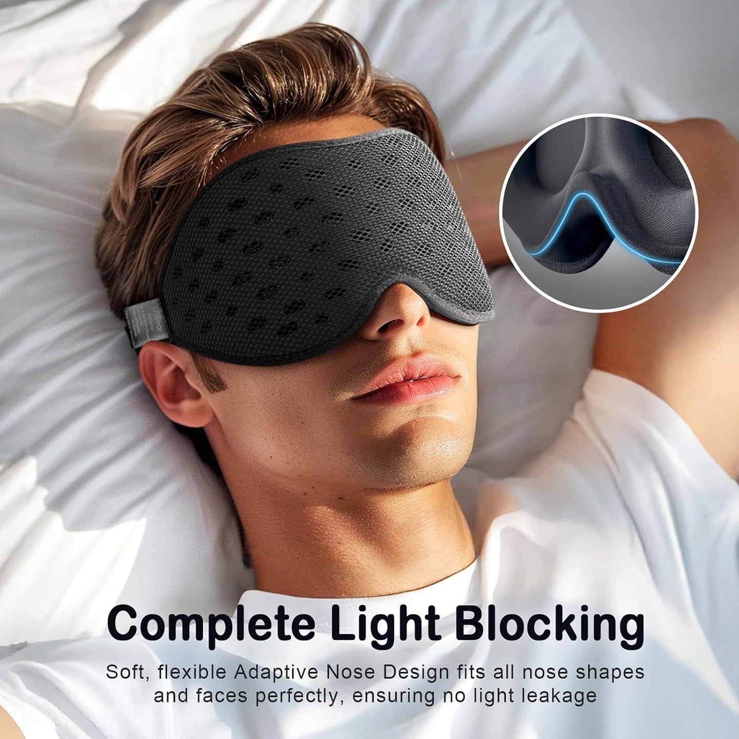 LitBear Breathable Sleep Mask, 3D Eye Mask Sleep for Side Sleepers Women Men