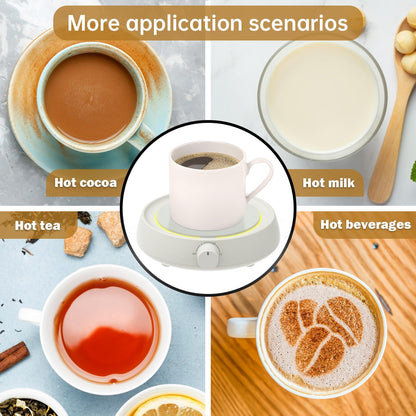 Coffee Mug Warmer for Desk Auto Shut Off, Candle Wax Melt Warmer for Jar Candles, Safely Releases Scents Without Flame, Electric Self Heated Plate for Heating Milk, Tea, Hot Chocolate (White)