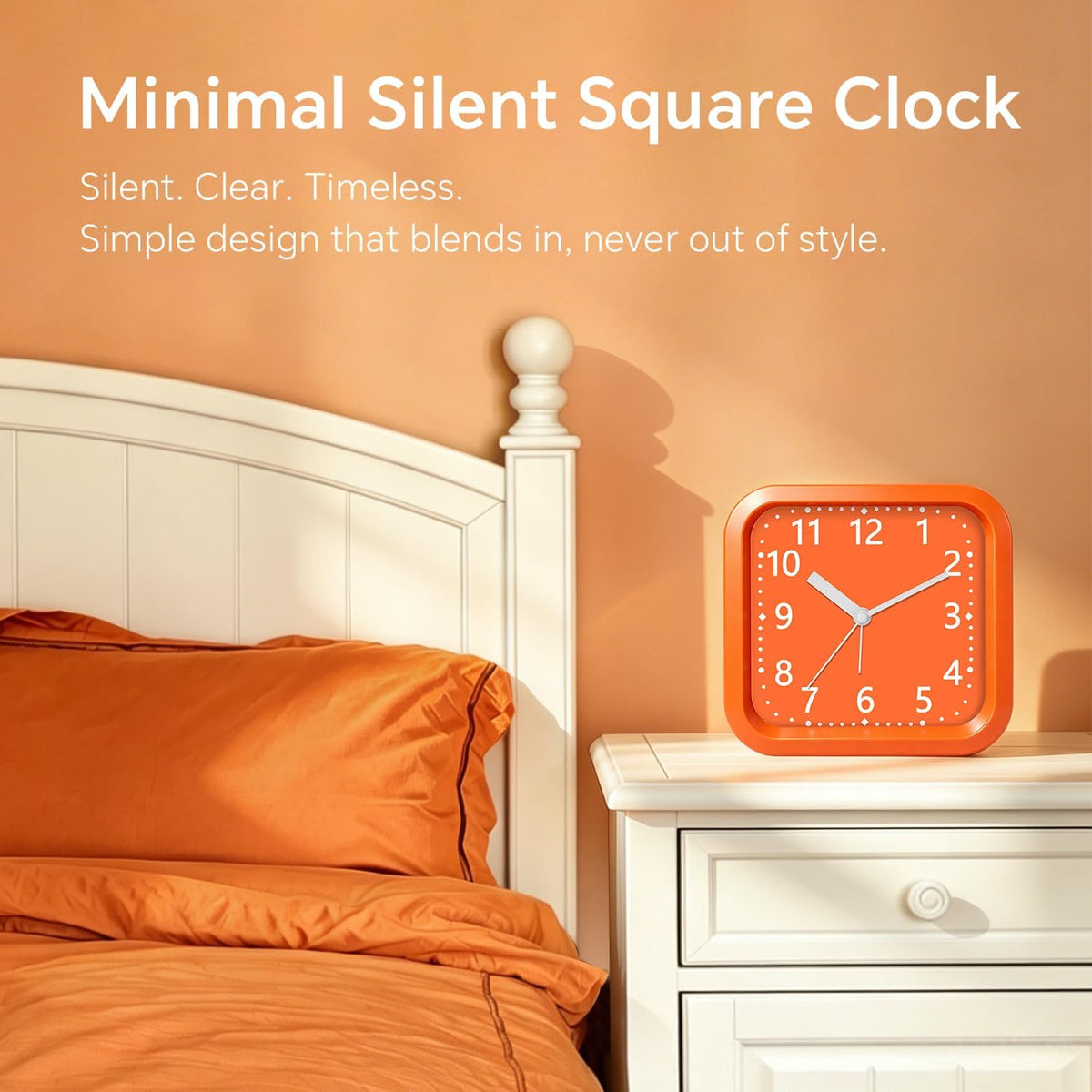 Loud Alarm Clock for Heavy Sleepers, 4.5" Simple Square Analog Alarm Clocks with Silent Movement Battery Operated Easy-to-Read Dial, Plastic Small Desk Clock for Bedroom Teens Seniors, Black