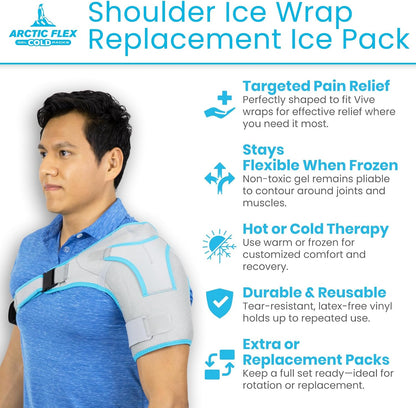 Arctic Flex Gel Replacement Packs - Ice Packs Reusable for Elbow Ice Brace | Hot and Cold Gel Ice Pack for Injuries, Pain Relief, Swelling - Flexible Therapy Compression Wrap - Athletic Women, Men