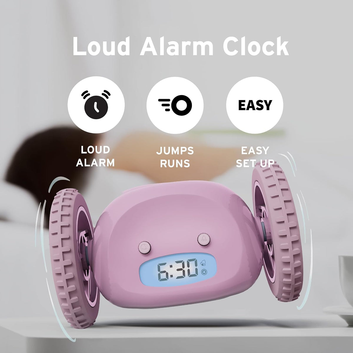 CLOCKY Alarm Clock on Wheels – Loud Rolling Alarm Clock for Heavy Sleepers