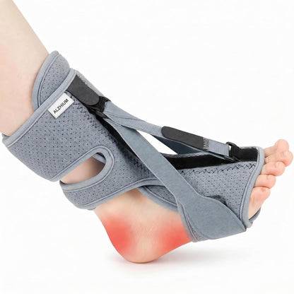 Plantar Fasciitis Night Splint, Adjustable Foot Drop Brace for Achilles Tendon Support, Sleeping Stretch Boot for Heel Pain Relief, Soft Day Night Ankle Support for Men Women (1PC-Black)