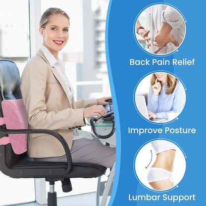 Lumbar Support Pillow for Office Chair, Back Support, Memory Foam, Grey | Improve Sitting Posture & Back Pain Relief. Lumbar Pillow Fits Office, Gaming & Car Chairs with Adjustable Dual Straps