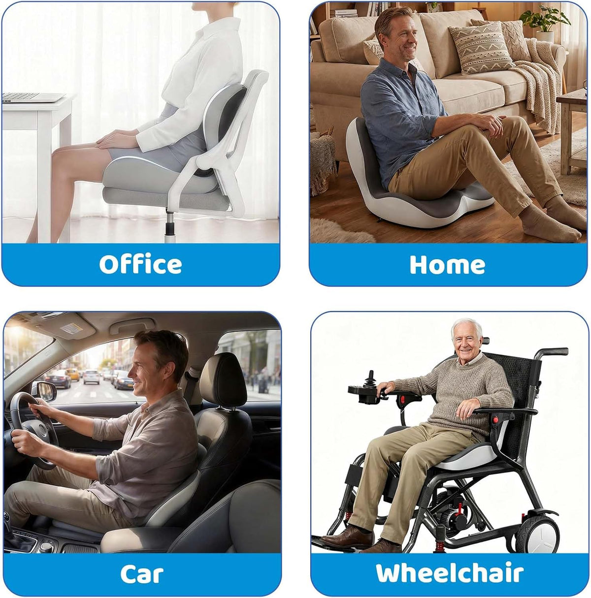 Ergonomic Memory Foma Car Seat Cushion Reducing Sciatica Pressure