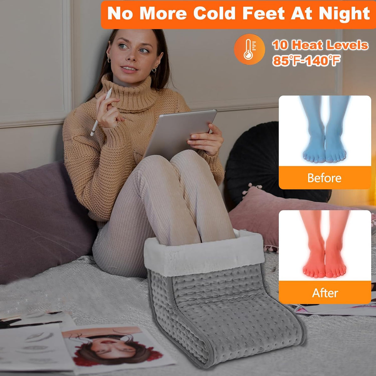 CYFIE Foot Warmer Under Desk - Electric Heating Pad for Women Men