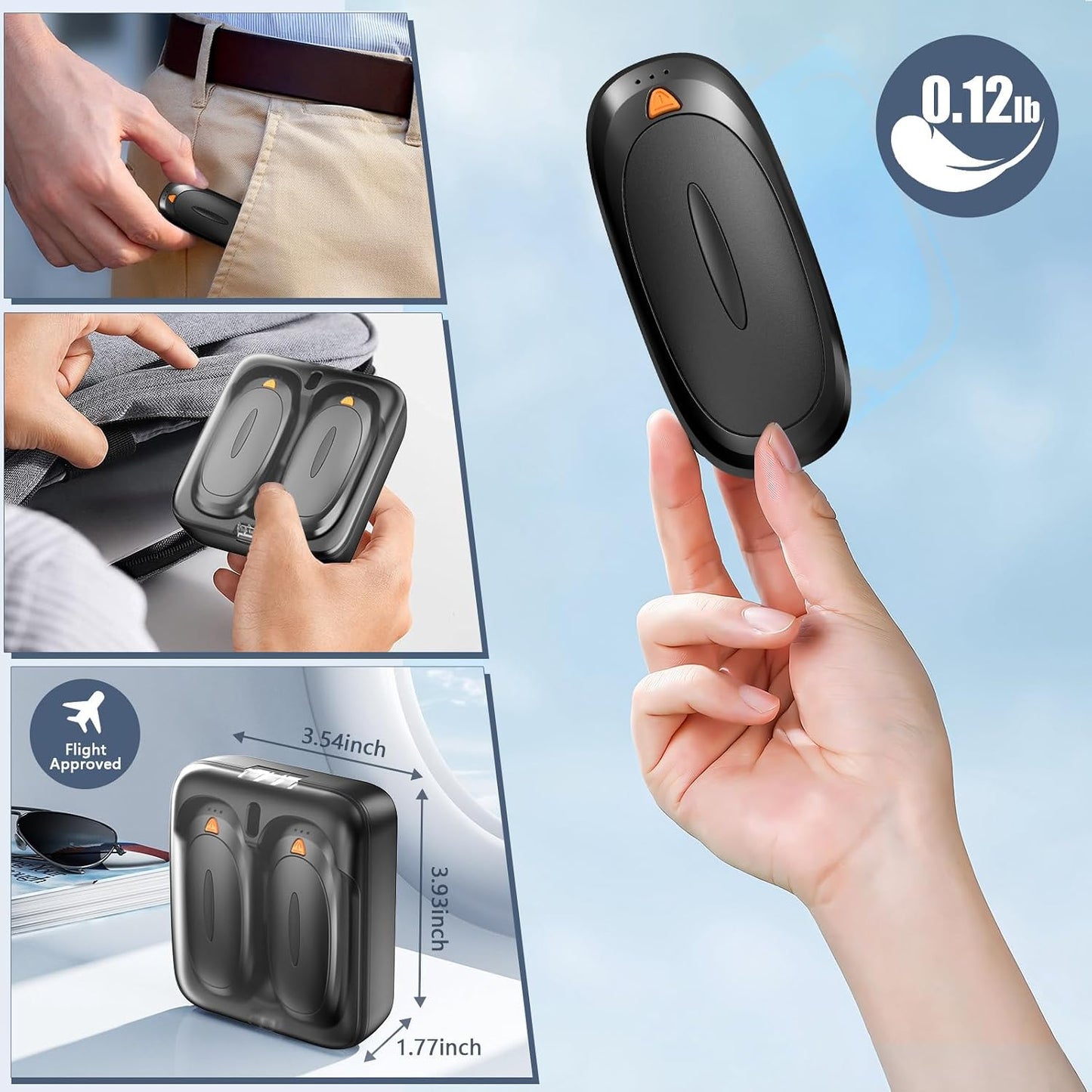 3-in-1 Electric Hand Warmers Rechargeable 2 Pack,14000mAh Portable Dual-Sided Handwarmer with Charging Case, 3 Levels Fast Heating Pocket Warmers,Gifts for Men,Women,Raynauds,Hunting Gear