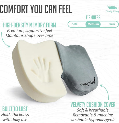 Cushy Tushy Premium Foldable Travel Seat Cushion - for Relief of Lower Back, Sciatic, Butt and Tailbone Pain - for Home & Office Use, Perfect for Travel or Driving - Coccyx Seat Cushion