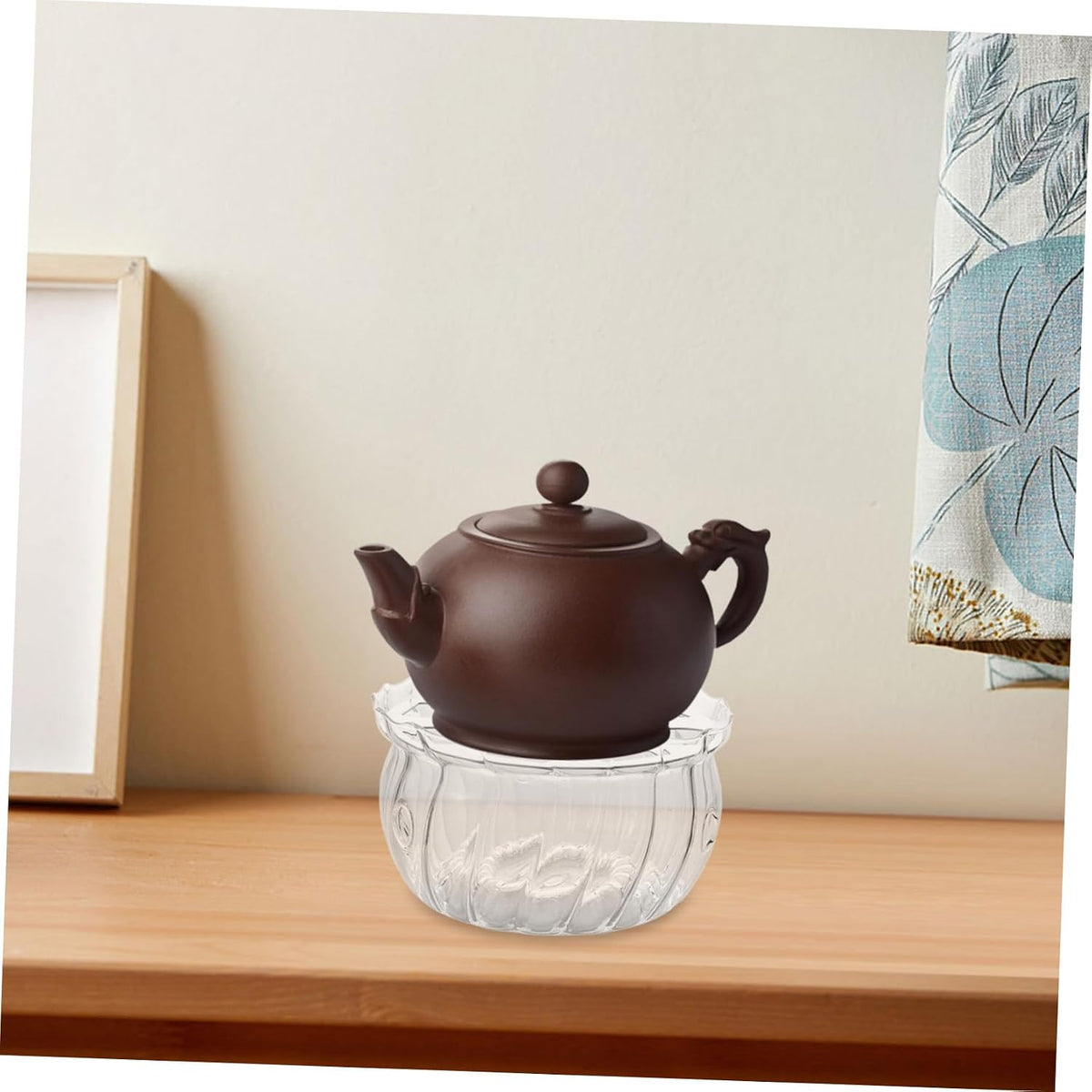 Glass Tea Warmer Elegant Transparent Design for Teapots Beverages for Desk Use Multipurpose Candle Heating Stand Easy to Clean Maintain Tea Accessories