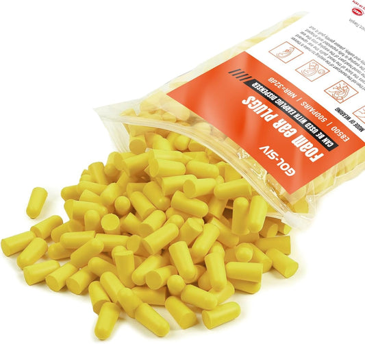 Silicone Corded Ear Plugs, 100 Pairs, SNR 32dB, Orange | Reusable noise reduction earplugs with string. Individually wrapped. For work, construction sites & industrial use.