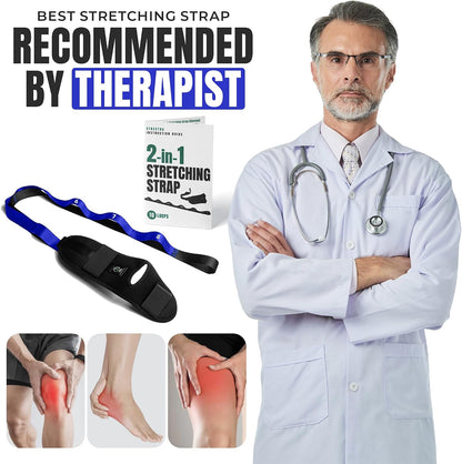 Stretch Strap with Loops Physical Therapy - Full Body Exercise Straps for Stretching with Detachable Foot - Leg & Calf Stretcher for Plantar Fasciitis, Physical Therapy, Pain Relief, and Flexibility