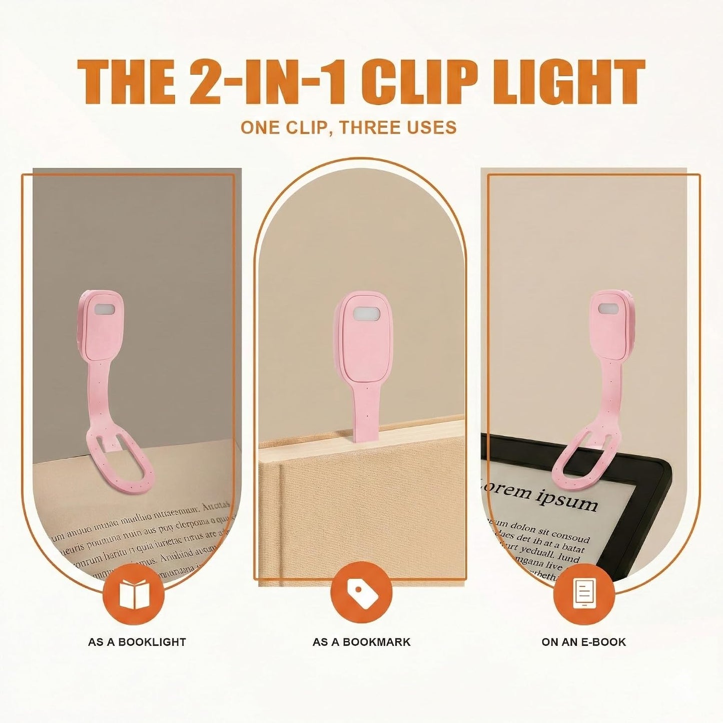 Rechargeable Kids Book Light, Cute Bookmark Reading Light for Kids, Dimmable Portable LED Book Light for Reading in Bed, Eye-Caring Bedtime Reading Lamp for Children & Travel, Brown