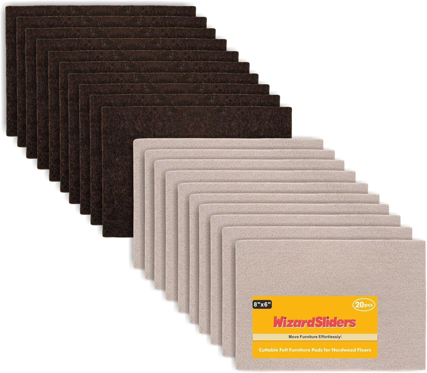Felt Furniture Pads Self-Adhesive for Hardwood Floors, 8pcs 8" x 6" x 1/5" Cuttable Furniture Pads Square Furniture Movers, Floor Protector Cut into Any Shape, Beige
