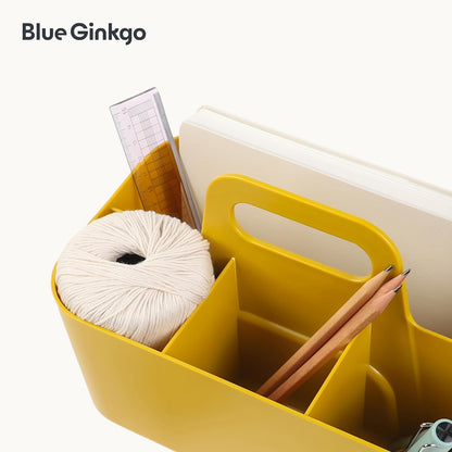 BLUE GINKGO Stackable Organizer Caddy, Rectangle, White, Made in Korea | Portable. Adjustable. Home, Office & School Storage.