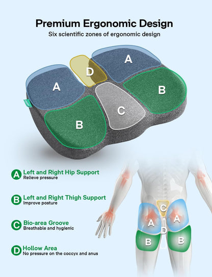 Medisana GC 150G Gel Seat Cushion for Tailbone Support, Grey 19×16×2.8"