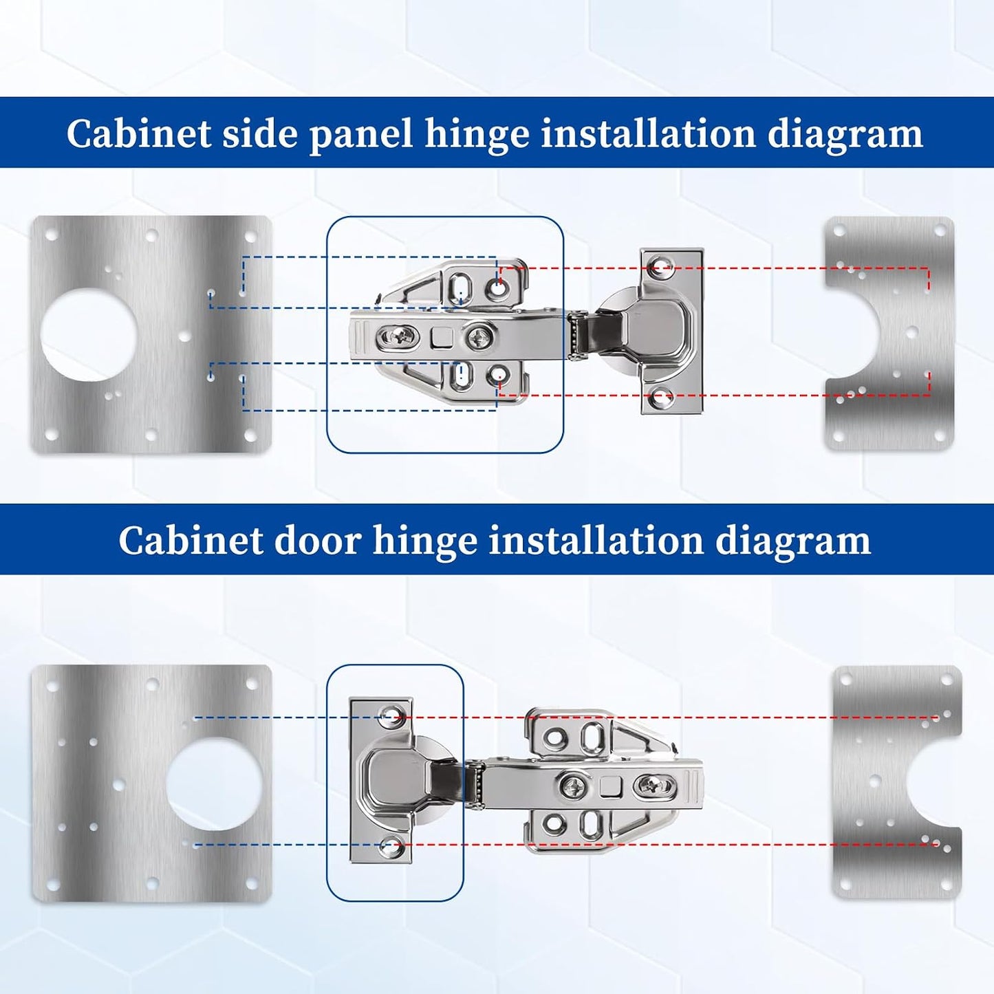 Trinkrittey 6 PCS Hinge Repair Kit Plate for Cabinet Hinges Repair Fixing Plates Stainless Steel Cabinet Hinge Repair Plate with Mounting Screw Hinge Repair Replacement Kit for Cupboard