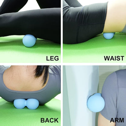 Hard Peanut Massage Ball, Double Lacrosse Massage Ball. Deep Tissue Massage Roller Mobility Ball for Physical Therapy Myofascial Release Muscle Relaxer Acupoint Massage (Blue) | Mobility Massager Tool for Deep Tissue Physical Therapy Myofascial Release