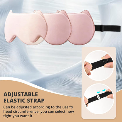 3D Blackout Sleep Mask, Memory Foam Eye Cover for Travel | Zero pressure 3D contoured design with adjustable strap. Perfect for side sleepers, travel, and lash extensions.